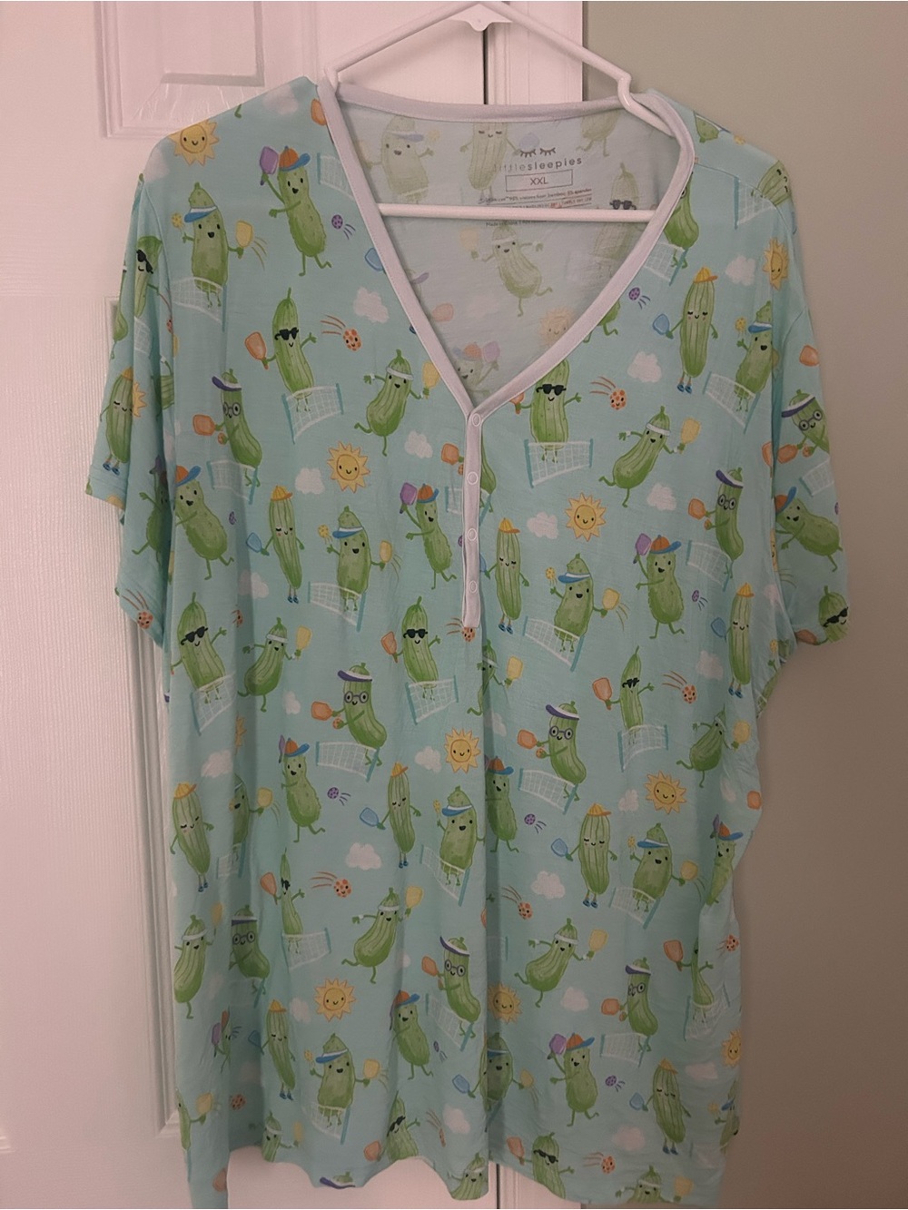 Little Sleepies Mint Green Pickle-Print Pajama Top